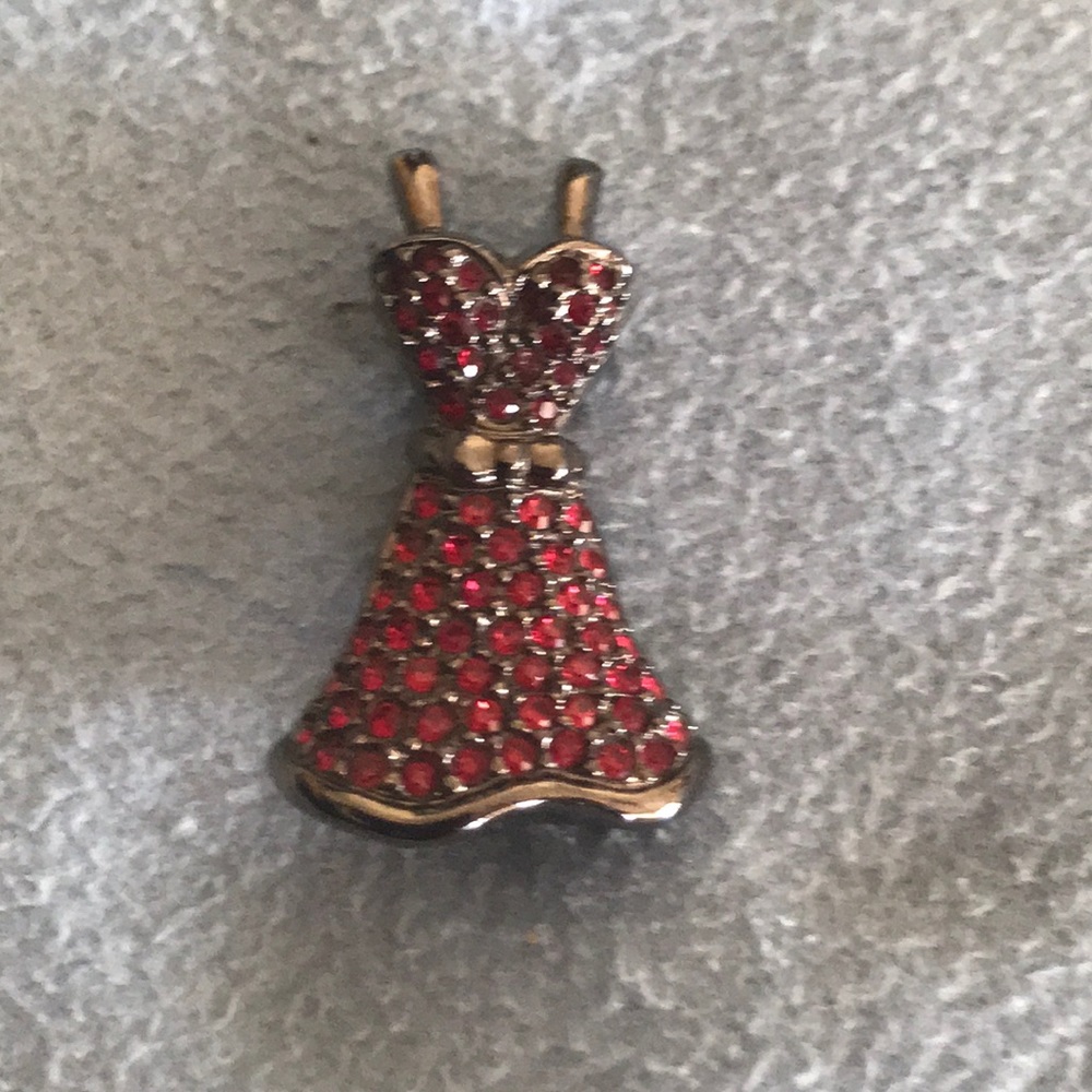 Swarovski Ruby crystal and pewter tone brooch
